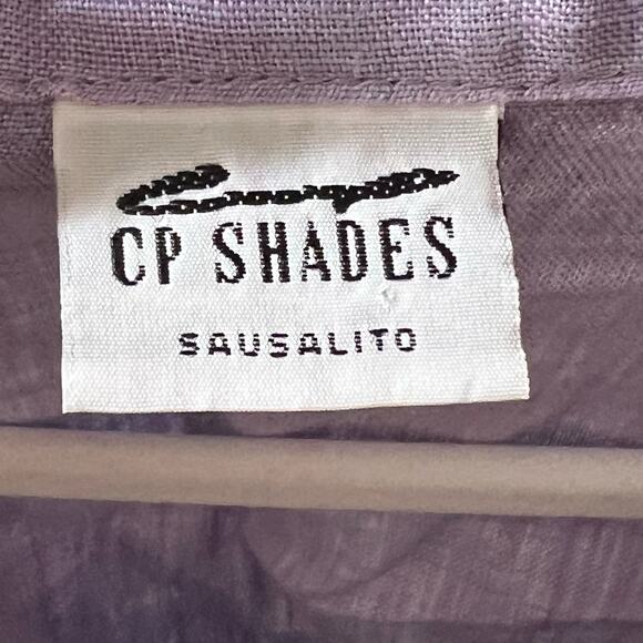 CP Shades Short Sleeve Linen Button Down Top Purple Women Size M Organic Minimal - Picture 6 of 8